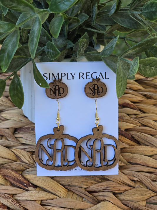 Monogrammed Pumpkin Earrings