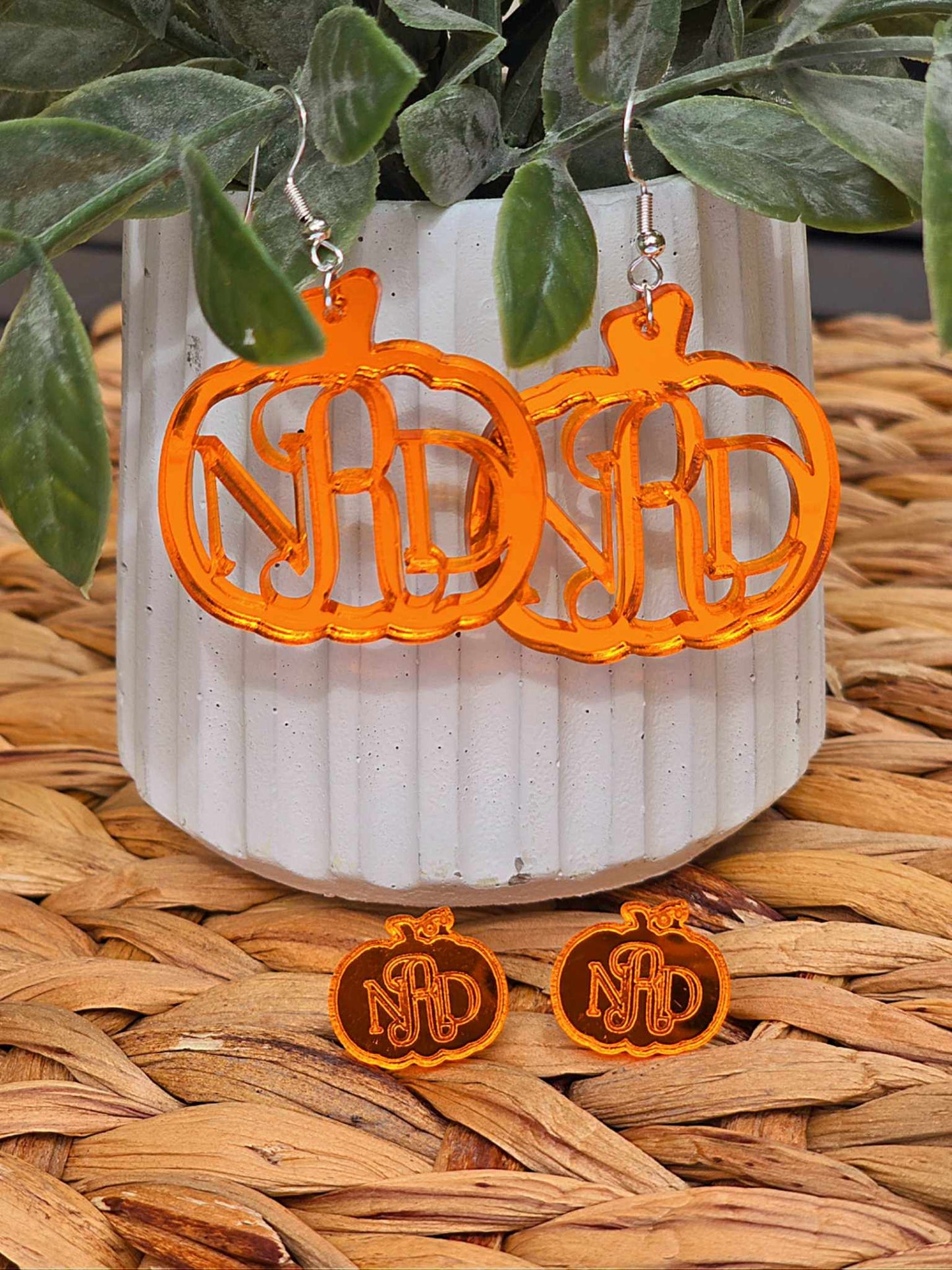 Monogrammed Pumpkin Earrings