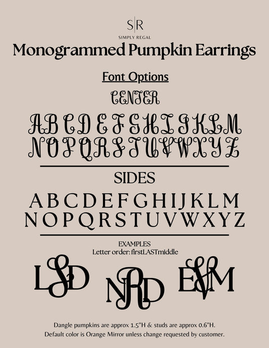 Monogrammed Pumpkin Earrings