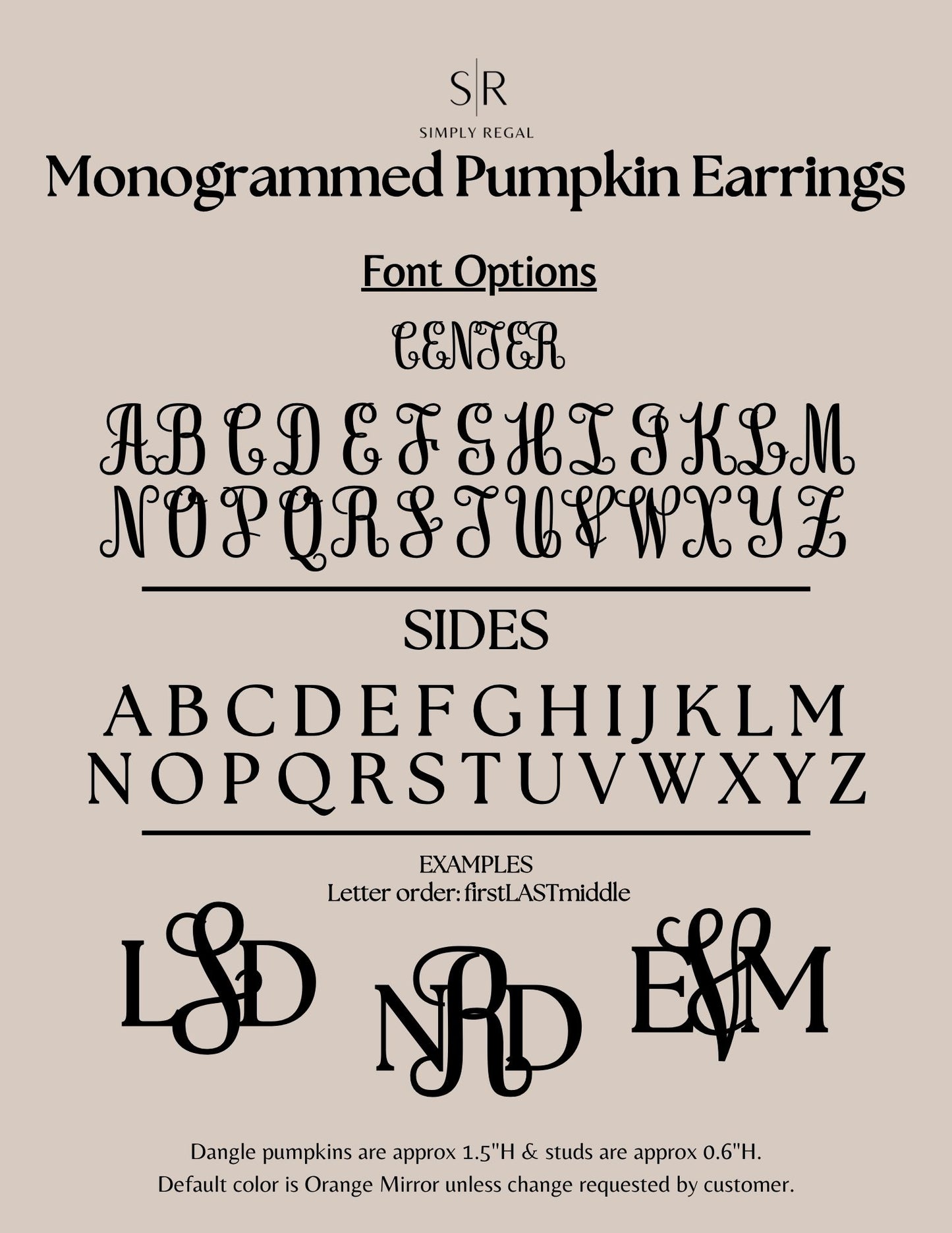 Monogrammed Pumpkin Earrings